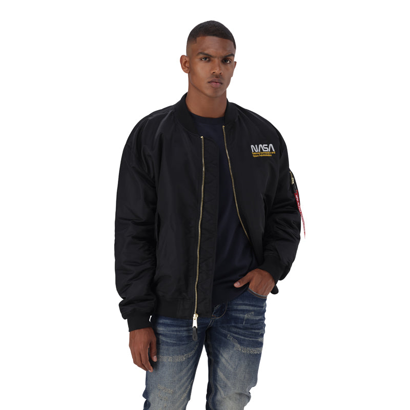 Black Nasa Bomber Jacket Ma-1 Nasa Skylab Black – Alpha Industries
