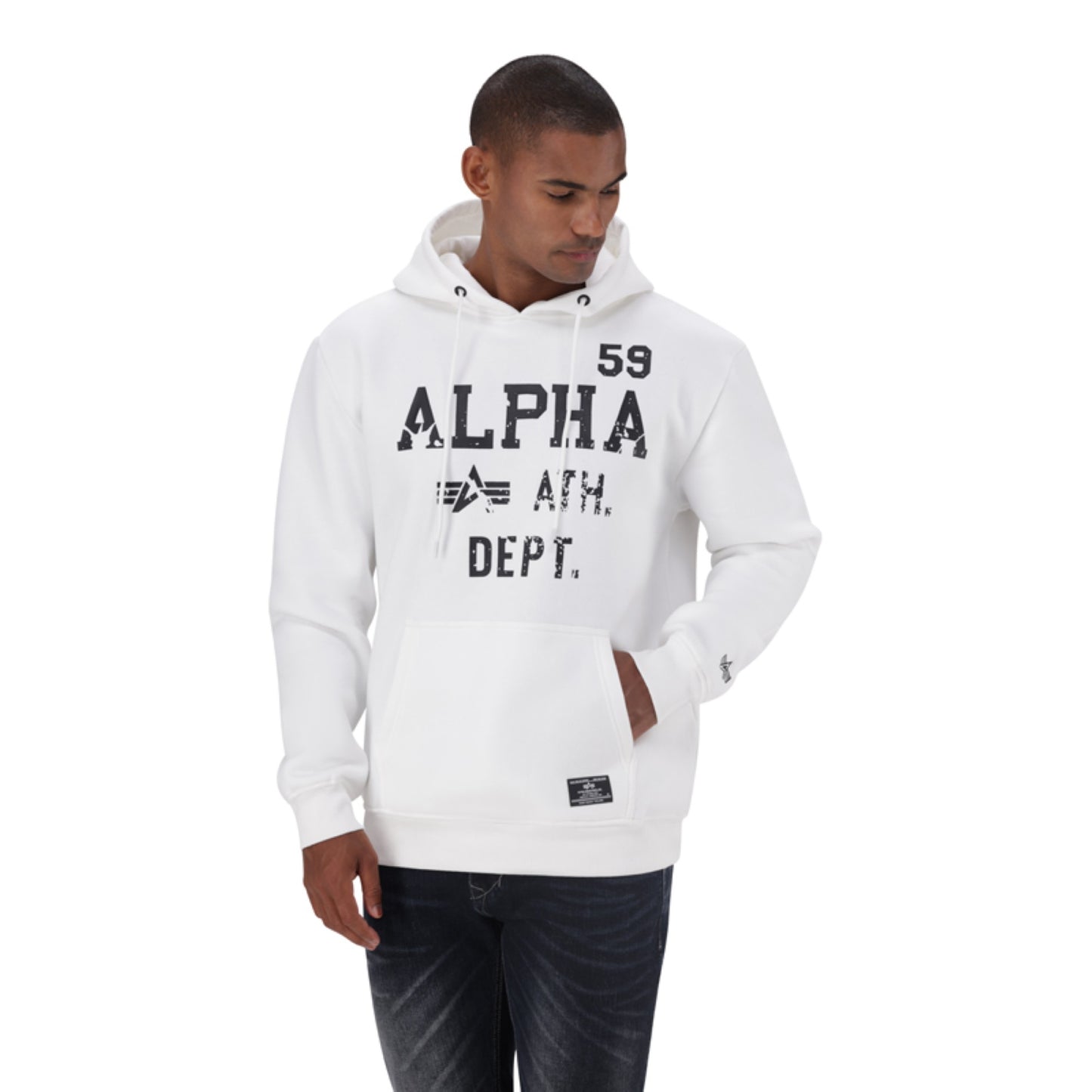 ALPHA ATHLETIC DEPARTMENT HOODY - White Canvas