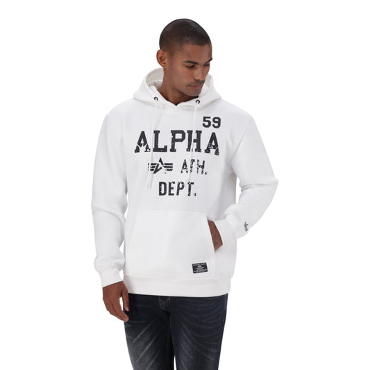 ALPHA ATHLETIC DEPARTMENT HOODY - White Canvas