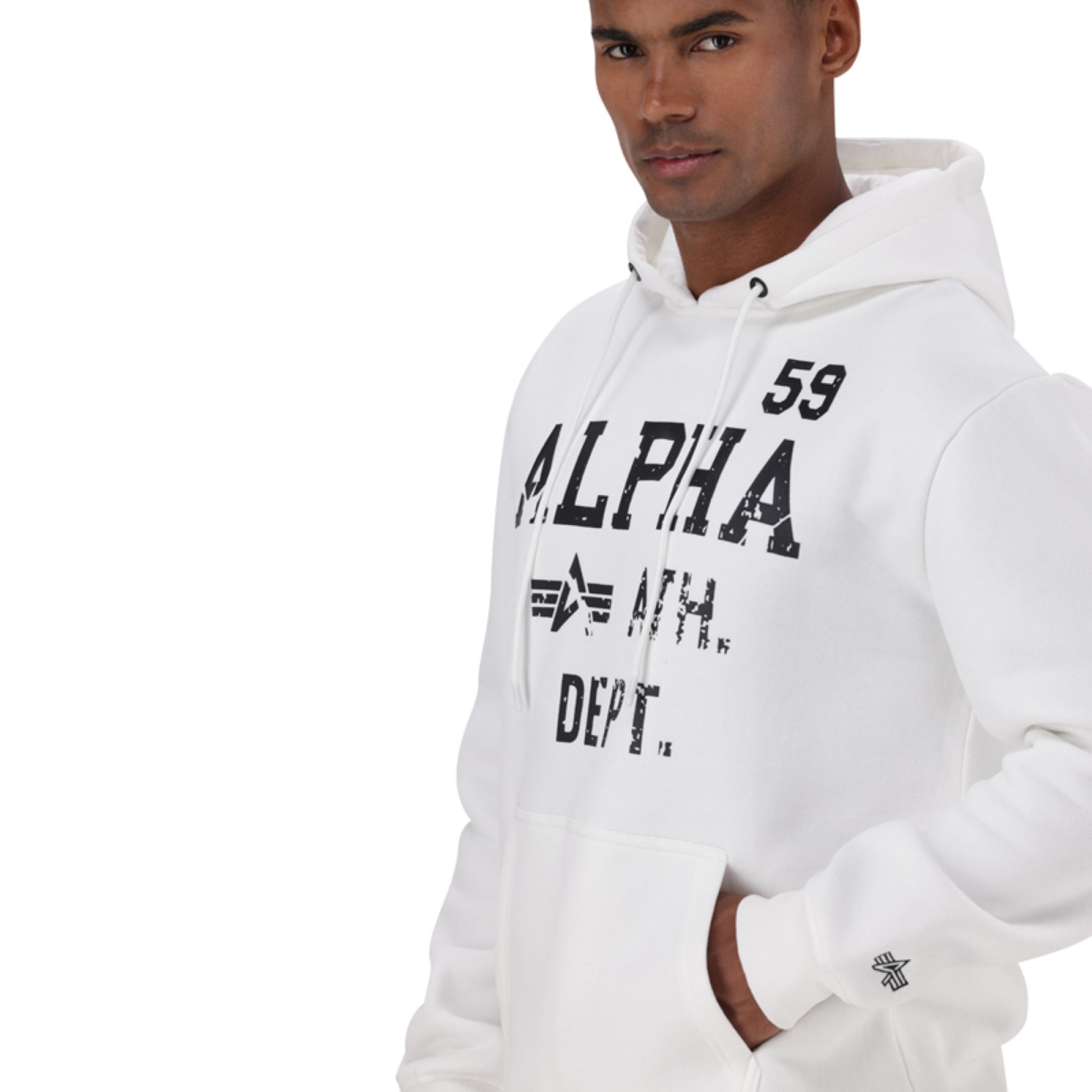 ALPHA ATHLETIC DEPARTMENT HOODY - White Canvas