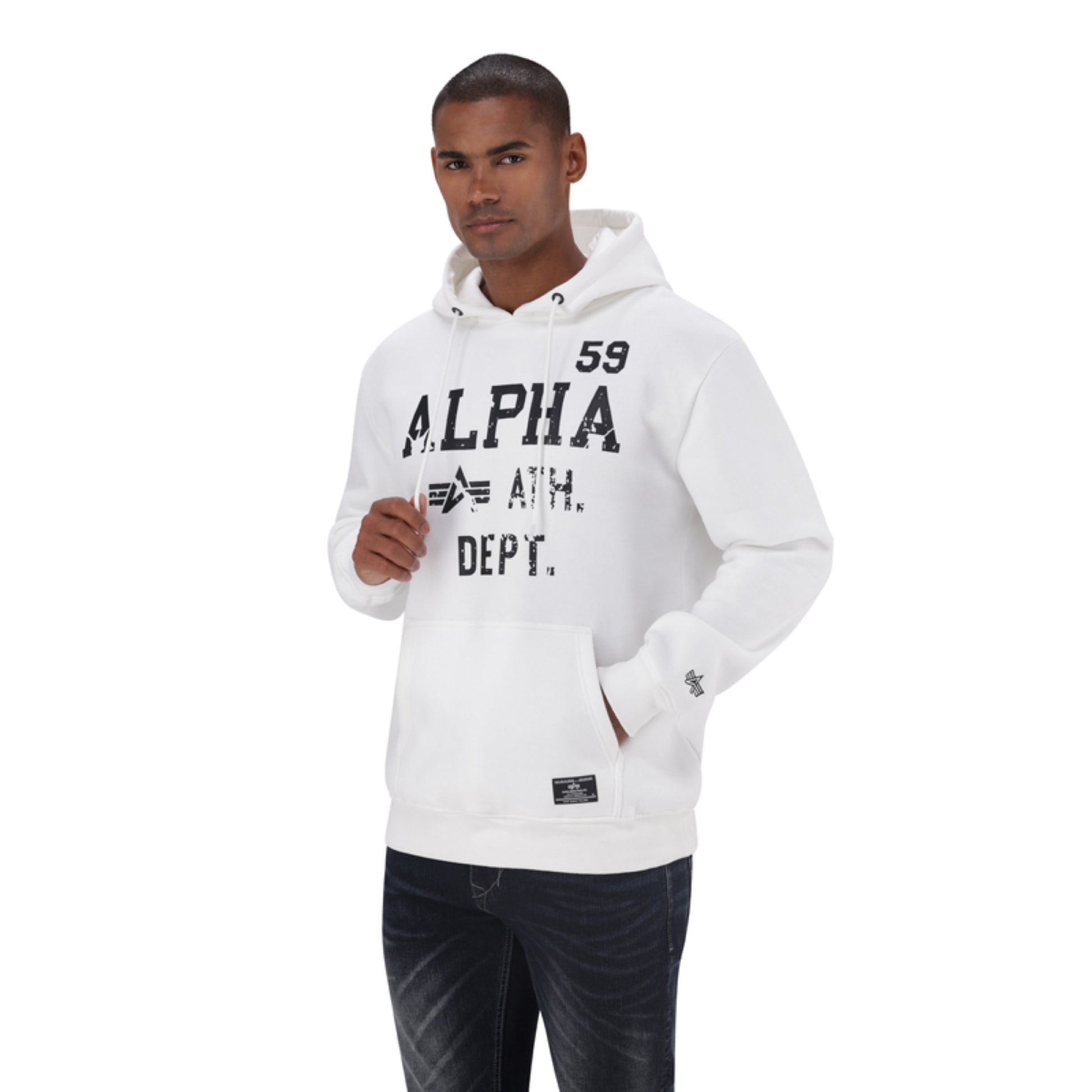 ALPHA ATHLETIC DEPARTMENT HOODY - White Canvas