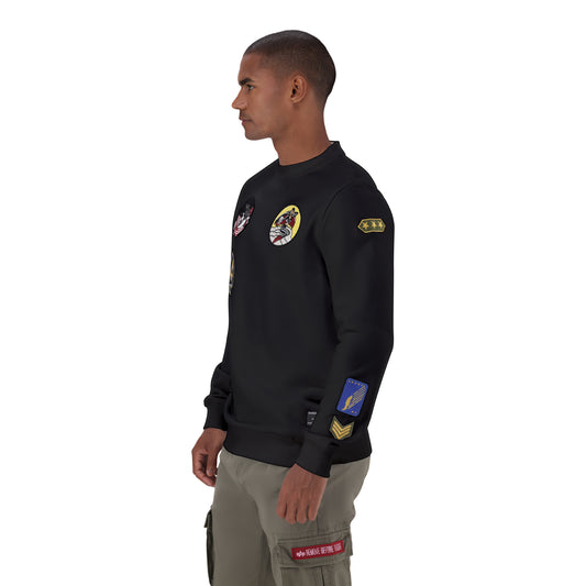 MULTI BADGE CREW SWEAT - Black