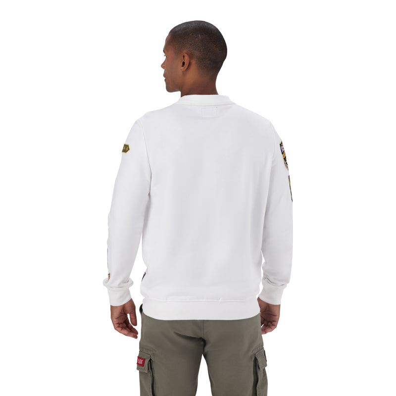 MULTI BADGE CREW SWEAT - White