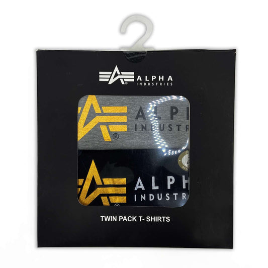 AI TWIN PACK T-SHIRTS - BLACK/GREY MELANGE