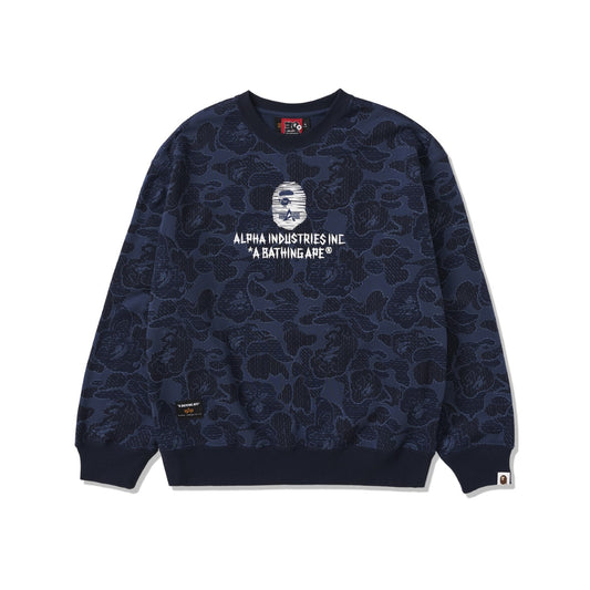 BAPE X ALPHA INDUSTRIES CREWNECK SWEATER - Navy