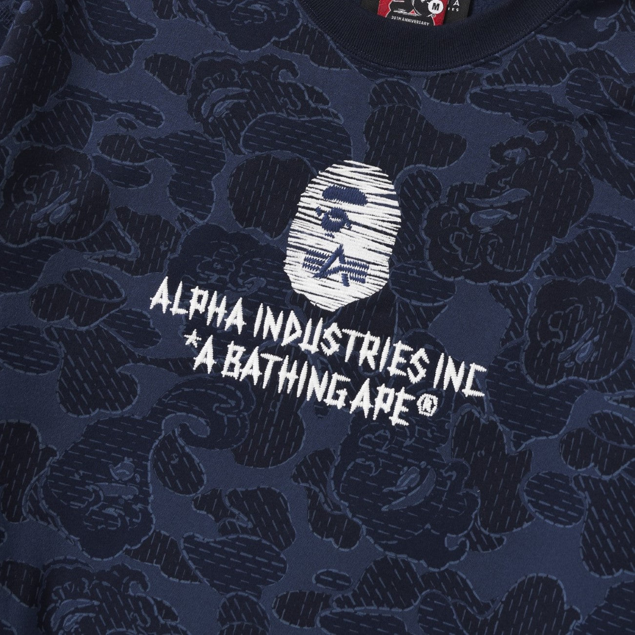 BAPE X ALPHA INDUSTRIES CREWNECK SWEATER - Navy