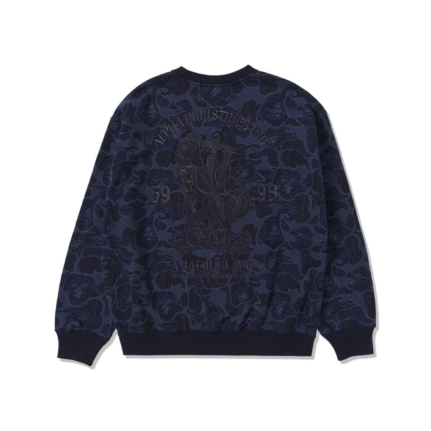 BAPE X ALPHA INDUSTRIES CREWNECK SWEATER - Navy