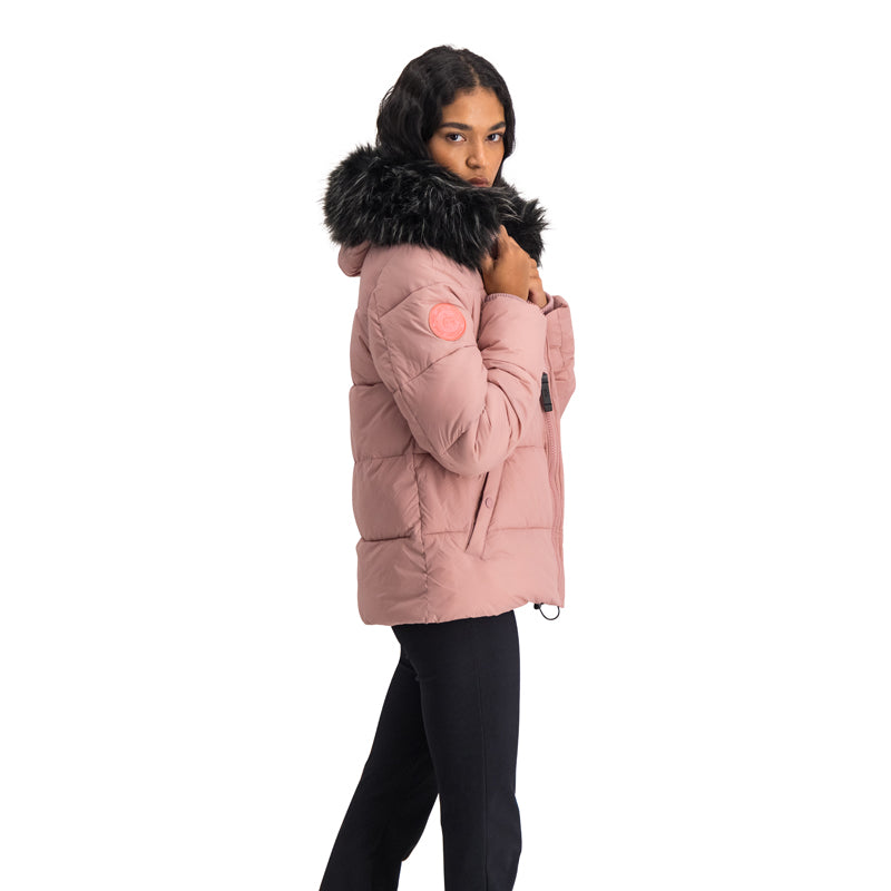 HOODED PUFFER - Silver Pink