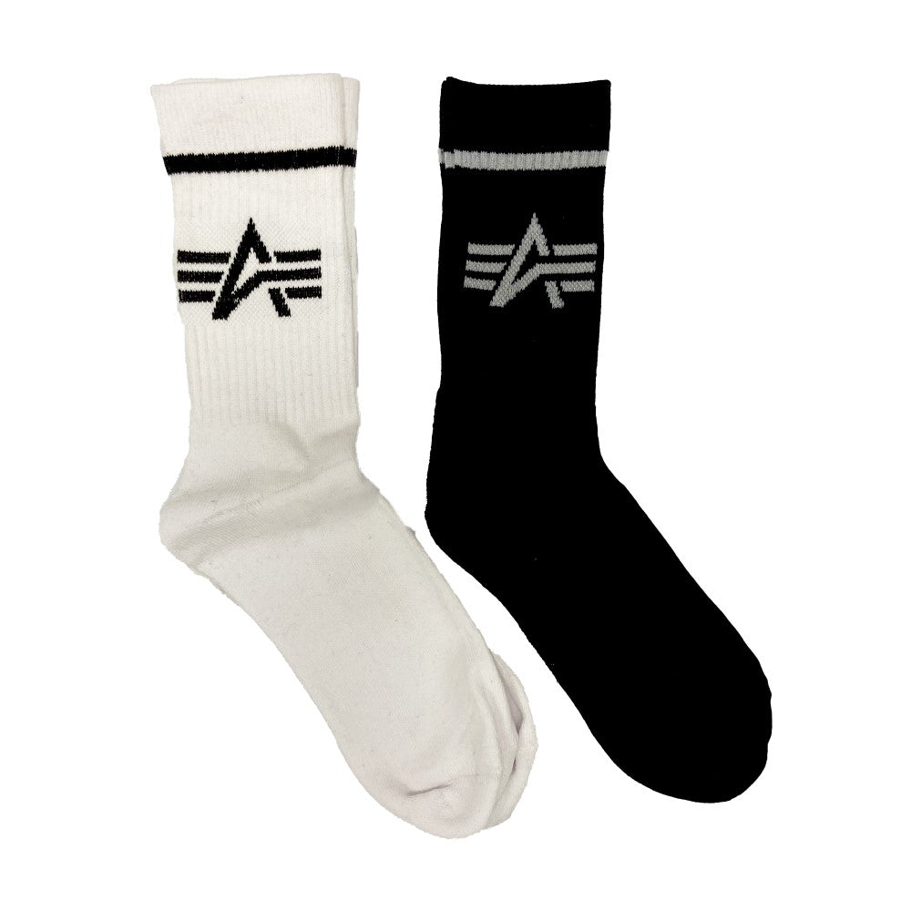 ALPHA LOGO TENNIS SOCKS - BLACK/WHITE ONE