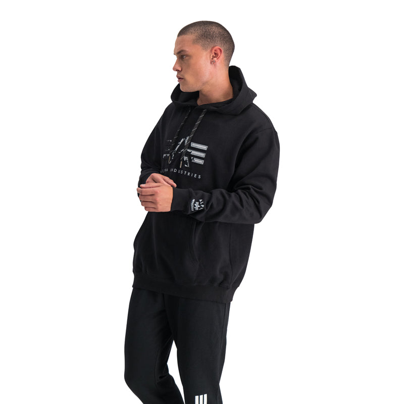 AI APPLIQUE HOODY - Black