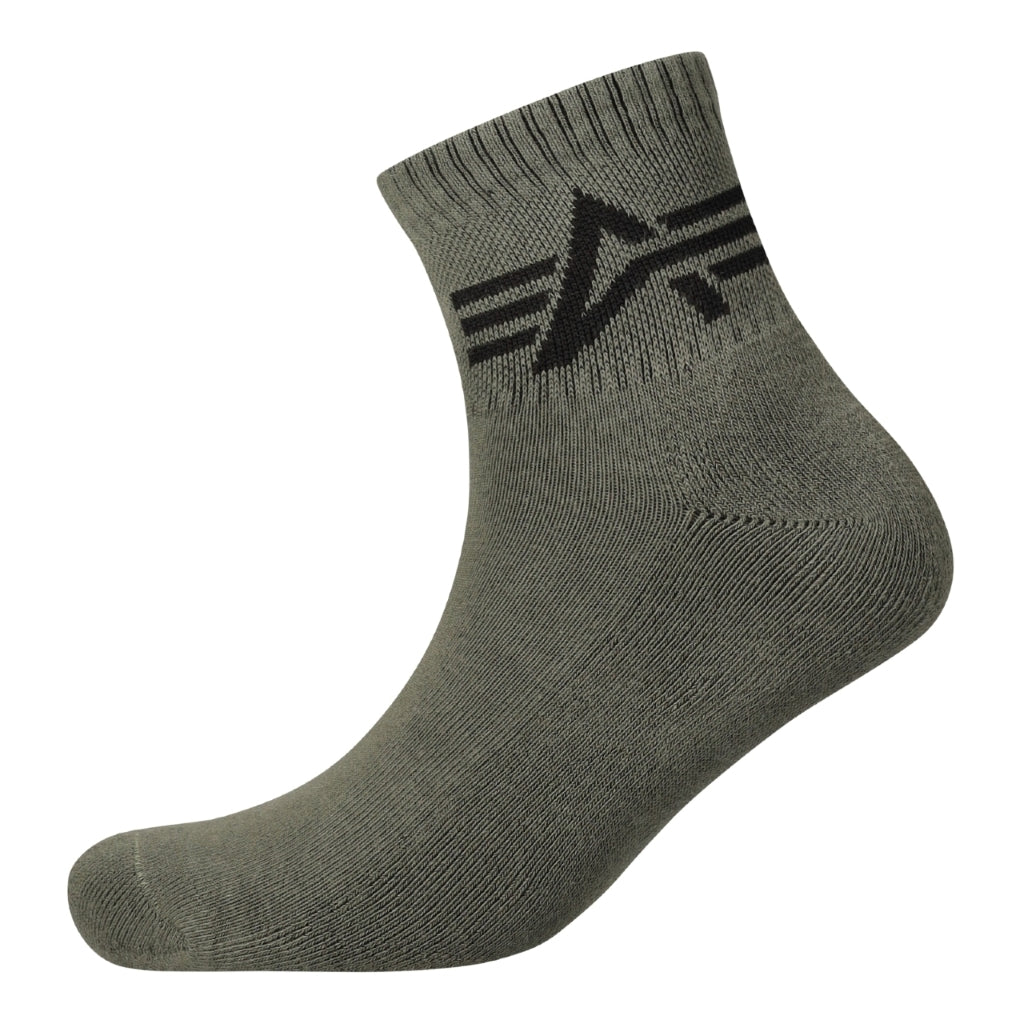 ALPHA FLYING A ANKLE SOCKS 3PC - BLK/WHT/SAGE