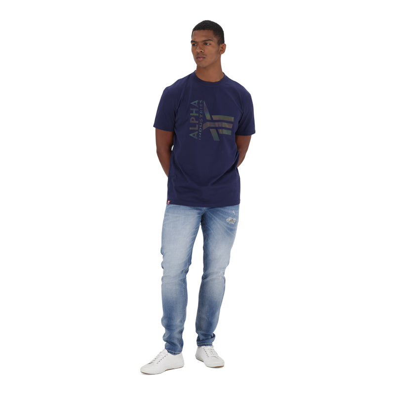 HALF LOGO RAINBOW T - Blue Navy